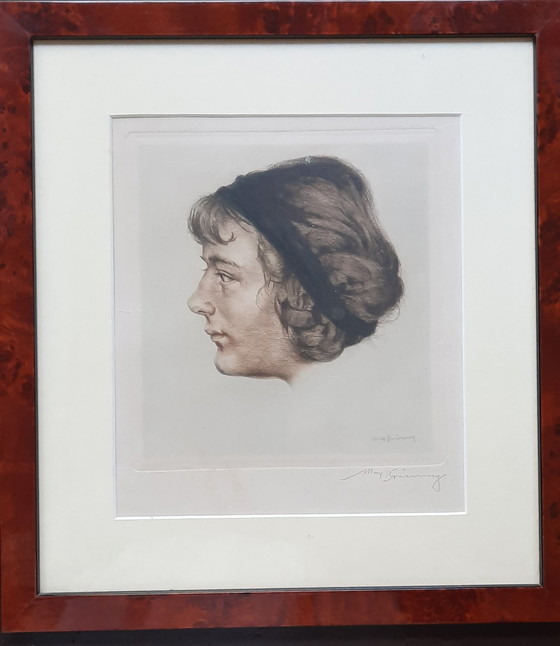 Image 1 of Radierung von Max Brüning - Junge Frau