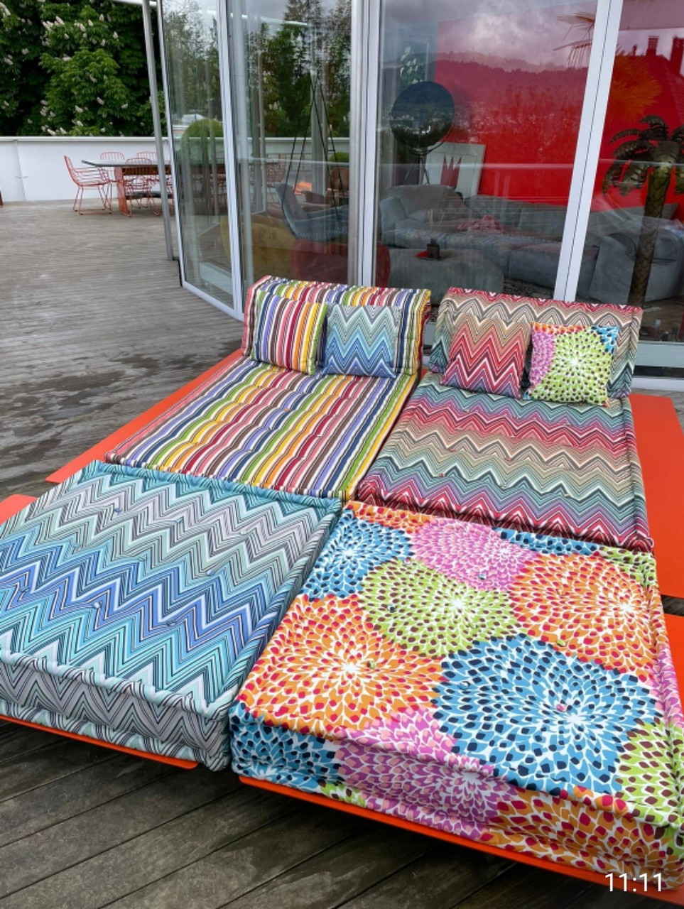 2x Roche Bobois outdoor Liege Mah Jong Missoni chair