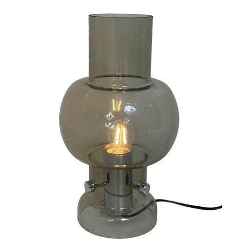 Ca. 1960er Jahre – Vintage – Tischlampe aus Rauchglas