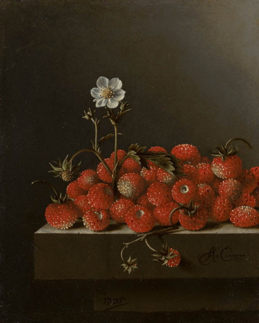 Adriaen Coorte---Stillleben mit Walderdbeeren