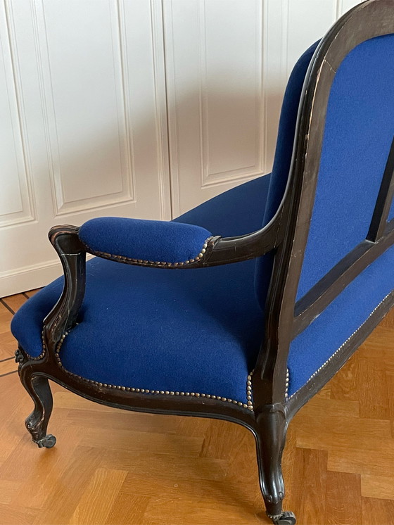 Image 1 of Antikes Sofa, königsblau gepolstert