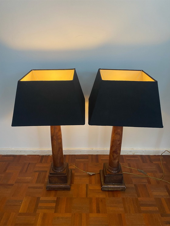 Image 1 of Neoklassizistische Säulenlampen aus Marmor