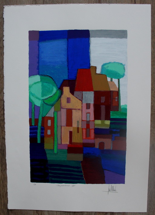 Ton Schulten – Siebdruck: Frühlingsbäume – 1995