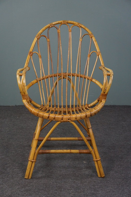 Rattan mit Armlehnen, Dutch Design, 1950