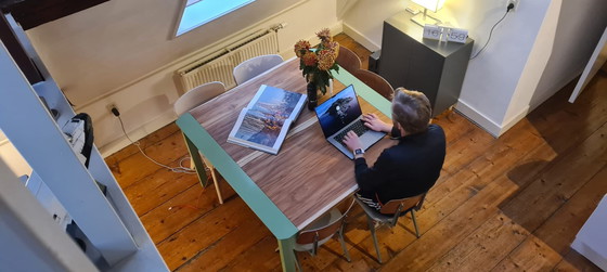 Image 1 of Industrieller Esstisch aus Teakholz