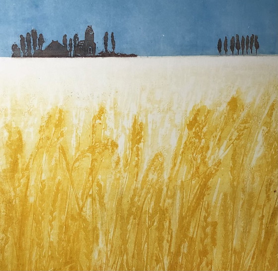 Image 1 of Margo Ellen Farbradierung 'Weizenfeld'