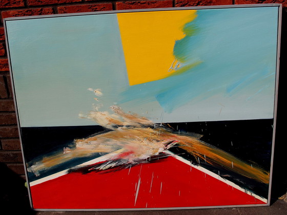 Image 1 of Herman van Tongeren: Öl auf Leinwand – „Komposition mit roter und gelber Oberfläche“ – 1987