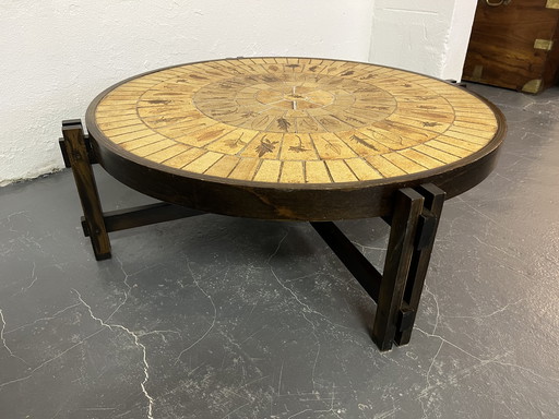 Roger Capron Brutalist Couchtisch aus Keramik