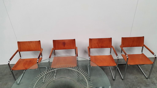 4x Cognac Tuigleer Mart Stam Linea Veam Jahrgang 70er Jahre