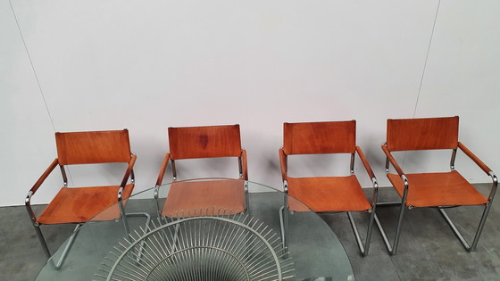 Image 1 of 4x Cognac Tuigleer Mart Stam Linea Veam Jahrgang 70er Jahre