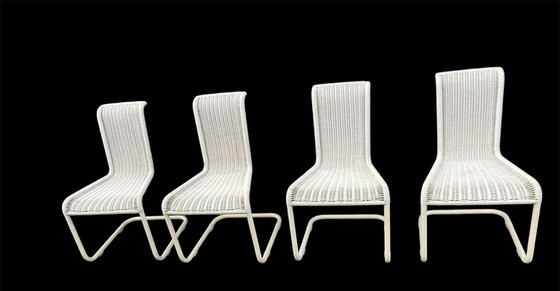Image 1 of 4x Tecta B33 Esszimmerstühle mit Korbgeflecht Design und Rohrgestell  