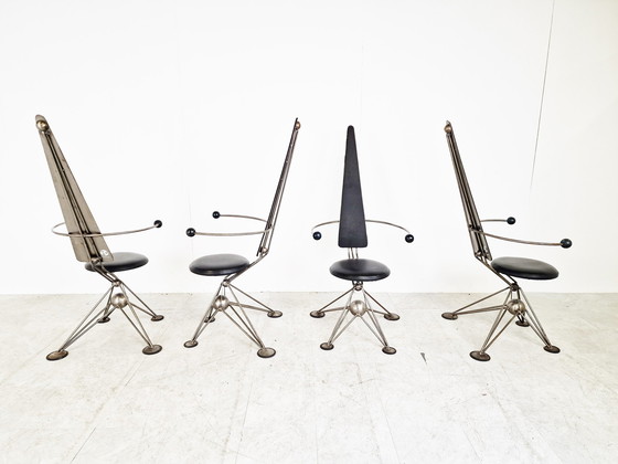 Image 1 of Einzigartige Esszimmerstühle mit hoher Rückenlehne, 1970er Jahre