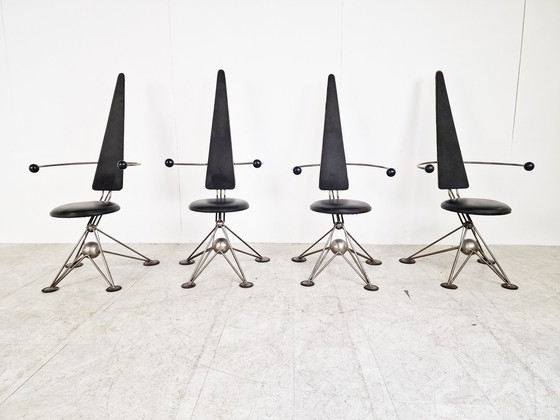 Image 1 of Einzigartige Esszimmerstühle mit hoher Rückenlehne, 1970er Jahre