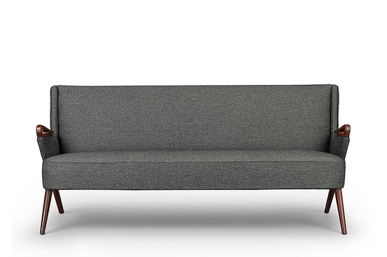 Image 1 of Dunkelgraues, neu gepolstertes Brodersens 2,5-Sitzer Mid-Century Design Sofa, 1950er Jahre