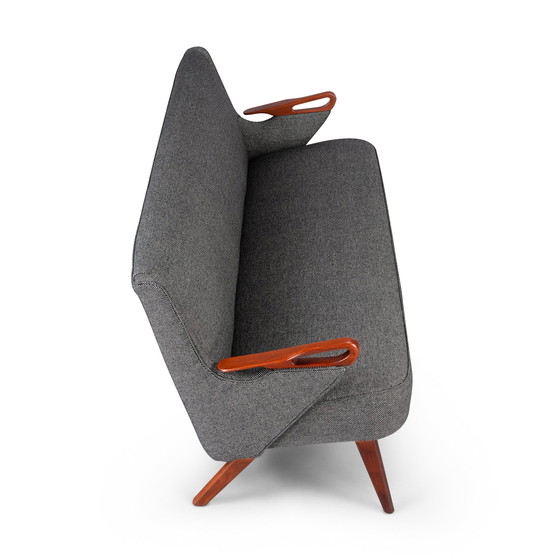 Image 1 of Dunkelgraues, neu gepolstertes Brodersens 2,5-Sitzer Mid-Century Design Sofa, 1950er Jahre