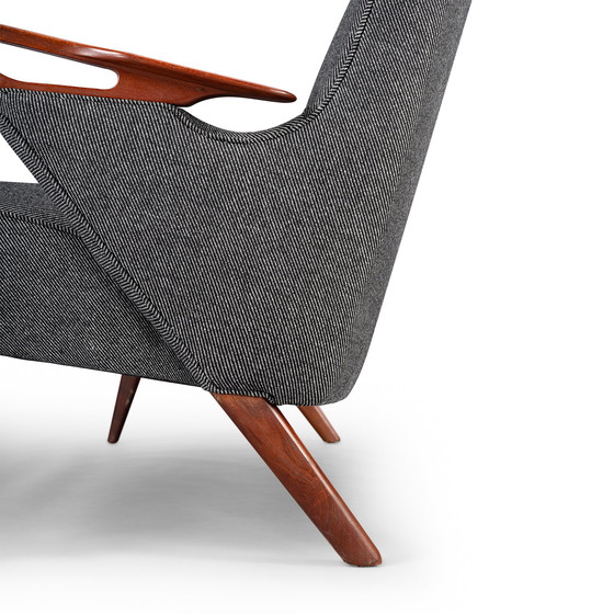 Image 1 of Dunkelgraues, neu gepolstertes Brodersens 2,5-Sitzer Mid-Century Design Sofa, 1950er Jahre