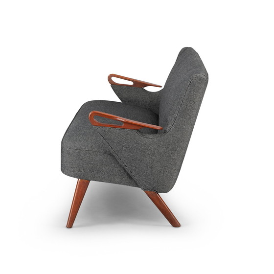 Image 1 of Dunkelgraues, neu gepolstertes Brodersens 2,5-Sitzer Mid-Century Design Sofa, 1950er Jahre