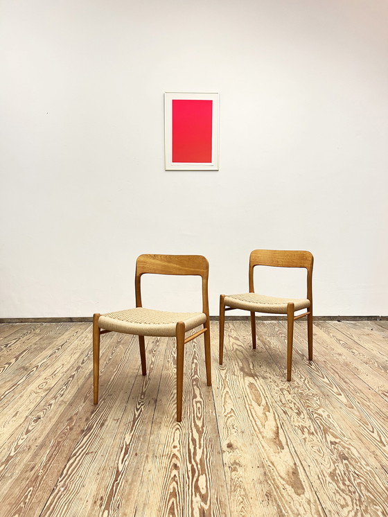 Image 1 of Paar dänische Mid-Century Esszimmerstühle aus Eiche Nr. 75, Niels O. Møller für JL Moller