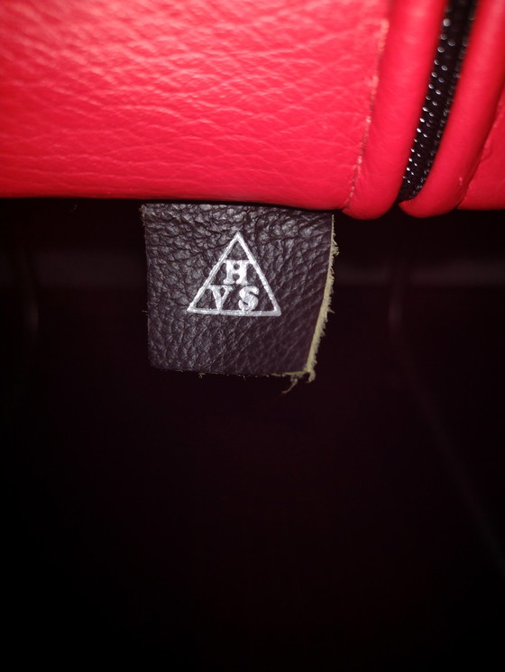 Image 1 of 4 HVS Esszimmerstühle aus rotem Leder