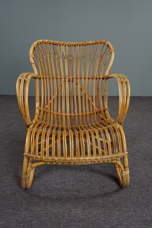 Rattan Dutch Design Belse 8 Sessel, 1950