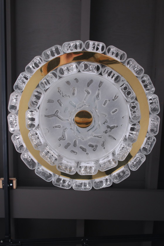 Image 1 of 2 deutsche Mid-Century Kronleuchter aus Messing und Kristall von Doria Leuchten, 1960er Jahre