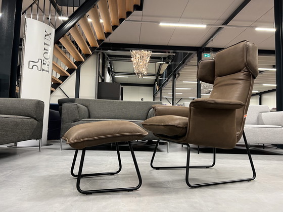 Image 1 of Jess Design Origami-Sessel mit Ottomane aus braunem Leder