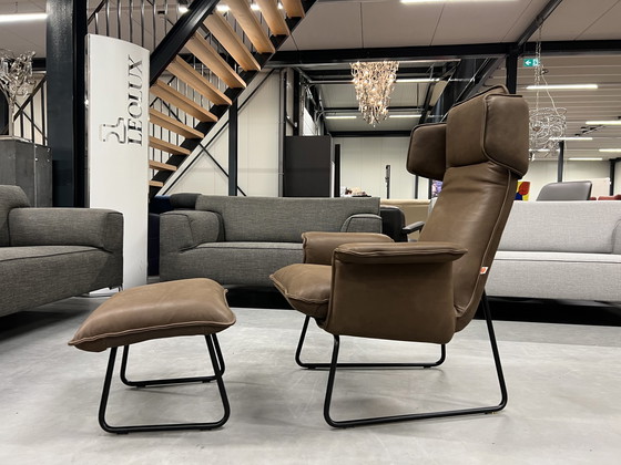 Image 1 of Jess Design Origami-Sessel mit Ottomane aus braunem Leder