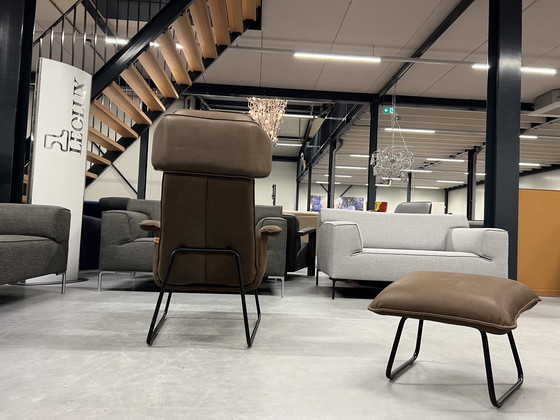 Image 1 of Jess Design Origami-Sessel mit Ottomane aus braunem Leder