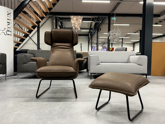 Image 1 of Jess Design Origami-Sessel mit Ottomane aus braunem Leder