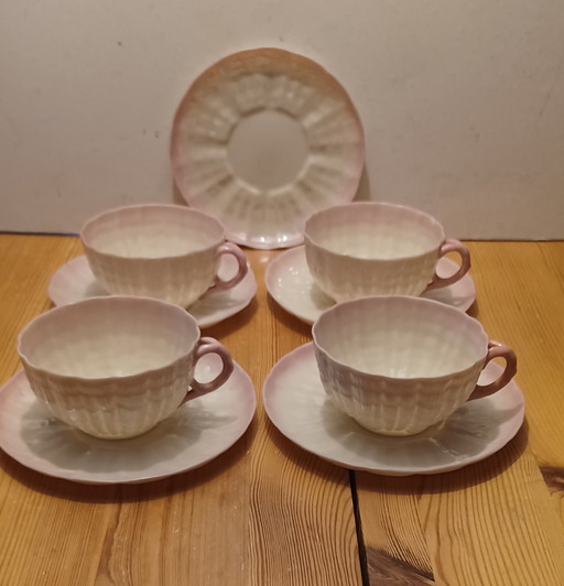 4x Vintage Belleek Teetassen