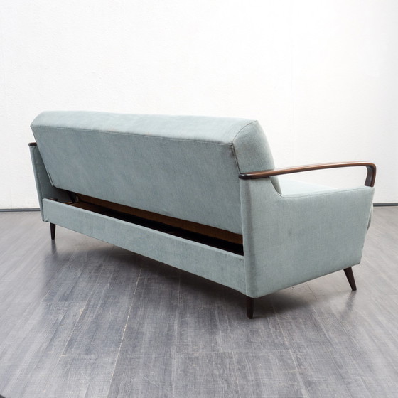 Image 1 of 50er Jahre Sofa, Klappfunktion, restauriert, Pastellblau