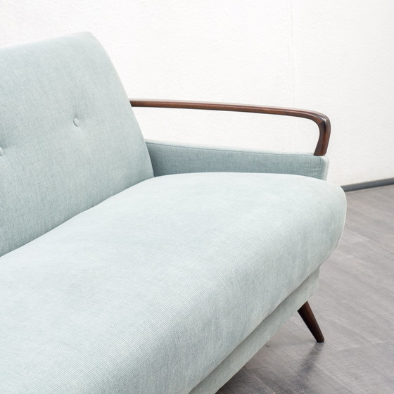 Image 1 of 50er Jahre Sofa, Klappfunktion, restauriert, Pastellblau