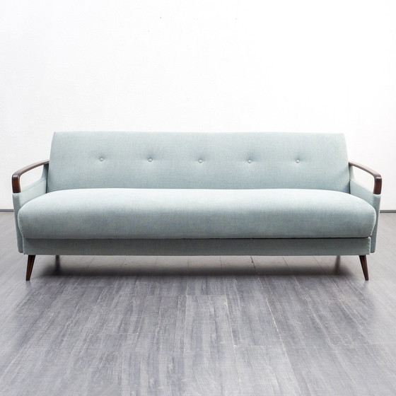 Image 1 of 50er Jahre Sofa, Klappfunktion, restauriert, Pastellblau