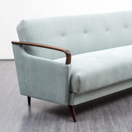 Image 1 of 50er Jahre Sofa, Klappfunktion, restauriert, Pastellblau