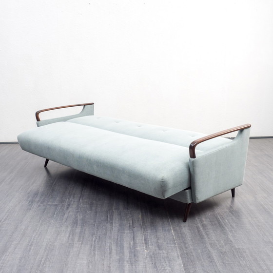 Image 1 of 50er Jahre Sofa, Klappfunktion, restauriert, Pastellblau
