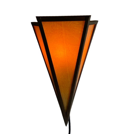 Image 1 of Art Deco – Wandleuchte aus marmoriertem Glas – Rahmen aus Bronze