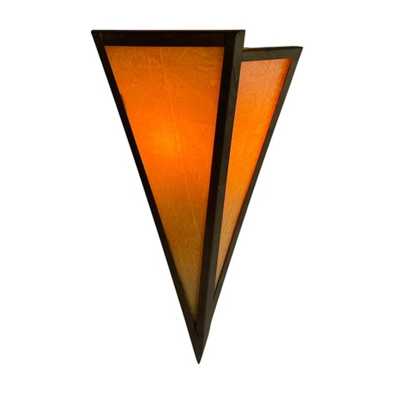 Image 1 of Art Deco – Wandleuchte aus marmoriertem Glas – Rahmen aus Bronze