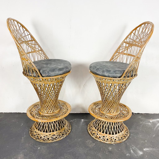 2x Russel Woodard Vintage Barhocker