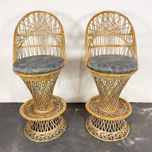 2x Russel Woodard Vintage Barhocker