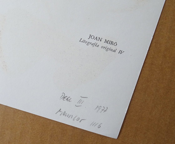Image 1 of Joan Miro - Original Lithographie IV - Litografo (Band III) 1978, Mourlot 1116