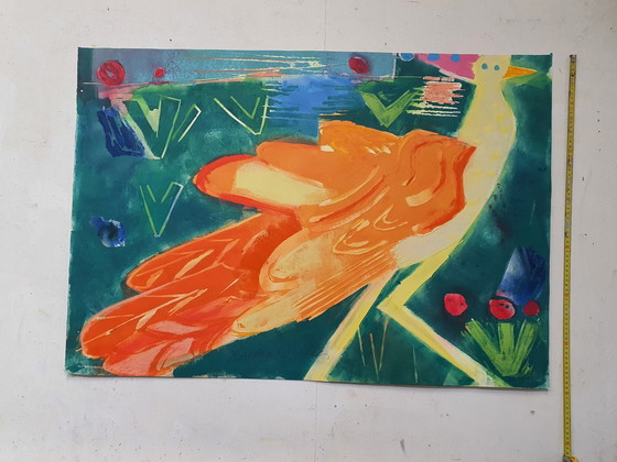 Image 1 of Xandra Donders Gemälde „Pfau“.