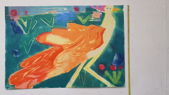 Image 1 of Xandra Donders Gemälde „Pfau“.