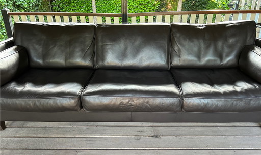 Schwarz/braune Ledersofas