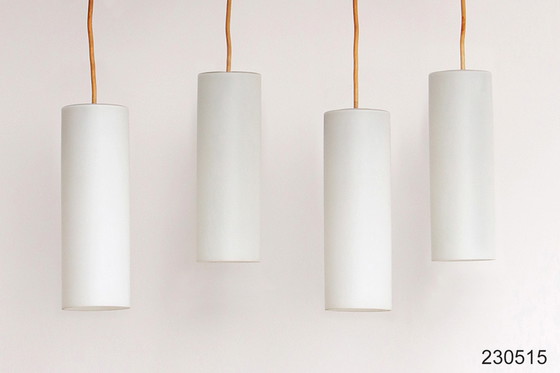 Image 1 of Seltenes 4er-Set Milchglasröhren von RAAK Amsterdam, Niederlande 1950