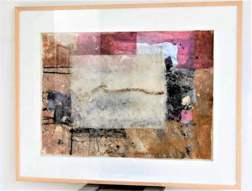 Peter Schenk Japanisches Seil (1992) Mischtechnik – schilderijen tekeningen, Canvas, Glass, Abstract