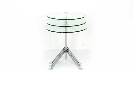 Image 1 of Italian nesting tables / Satztische with chrome and glass, as new!