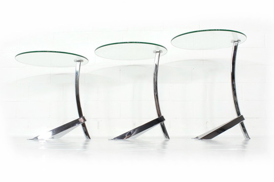 Image 1 of Italian nesting tables / Satztische with chrome and glass, as new!