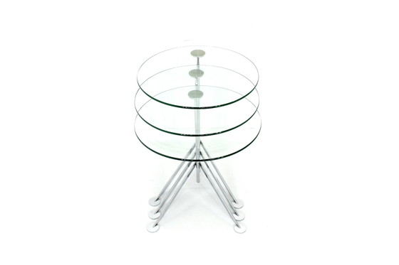 Image 1 of Italian nesting tables / Satztische with chrome and glass, as new!