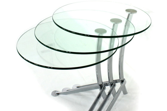 Image 1 of Italian nesting tables / Satztische with chrome and glass, as new!