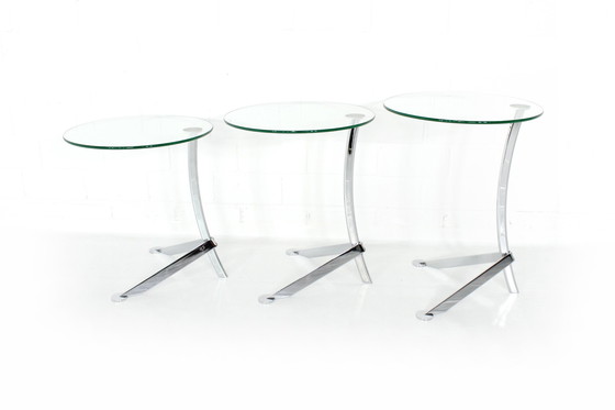 Image 1 of Italian nesting tables / Satztische with chrome and glass, as new!